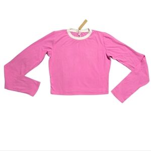SKIMS Soft Lounge Ringer Long Sleeve Crop Top Shirt Blush Multi Pink Xlarge NWT